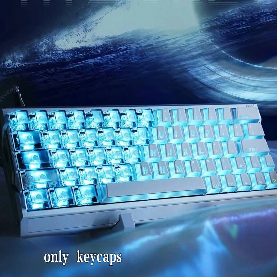 131 White Prism Keycaps, Cherry Height, Translucent, ABS+PC Material, Compatible With Cherry/Gateron MX Switches, Suitable For Gifts And Personal Use, Hot-Swappable Keycaps, Personalized Keycaps, Keyboard DIY, Customized Keycaps, Desktop Matching, Customized Keycaps, Keycap Set, Gaming Keycaps, Keyboard Accessories, Cute Keycaps