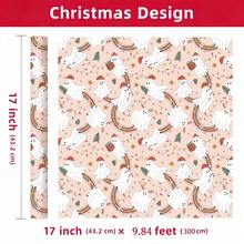 1 Roll Of Christmas Gift Wrapping Paper Featuring A Christmas Ghost Pattern;Perfect For Christmas Gift Wrapping,Holiday Party Decor,Home Festive Decoration,DIY Craft,Festive Favour Wrapping Dimensions: 43 Cm X 300 Cm. - A - View 8