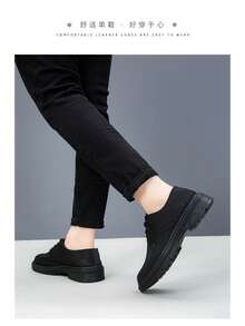 Men's Breathable Business Canvas Shoes, Lightweight Soft Sole, Casual Work Versatile Black Fabric Shoes - Black - View 6