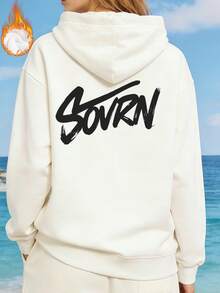 Women's Men's Casual Hooded Sweatshirt Pullover With Drawstring, LongDropShoulder Sleeve, Rib-Knit Hem& War Lined Fleece Perfect For Streetwear Style - White - View 15