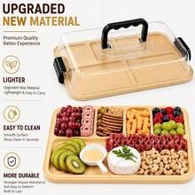 REXMOLI Plastic Handheld Multi-Purpose Serving Tray With Transparent Lid - Upgraded PP Material, Lightweight, Durable And Easy To Clean, 5 Compartment Charcuterie Board - Snack Tray - Portable Meal Tray, Reusable Snack Tray, Suitable For Storing Cheese, Fruit, Crackers, Appetizers, Parties, Picnics, Kitchen And Holiday Gatherings, Christmas Gift Party Carry Tableware - View 5