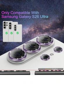 [2026新款] 9H強化玻璃相機鏡頭保護貼，適用於 Galaxy S26 Ultra，閃耀紫色，HD透明，防刮、無氣泡，附安裝托盤易安裝，相容手機殼，送給家人與朋友的完美禮物，含包裝1入裝 - 紫色 - 查看 2