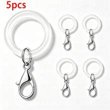 Umbrella Marker Accessories, 5pcs Set, Silicone PVC Round Buckle, Keychain, Anti-Drop Chain, Anti-Loss, Shoulder Strap, Pendant, Rain Gear Accessories, Marker, Decoration, Daily Use, Portable (Transparent White, 5pcs) - One Size - View 9