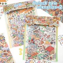 3 Sheets Sticker Material + 1 Scene Card + 1 Effect Image/Pack, Size 28*21cm, 3D Stereoscopic Fun Scene Stickers, Planner Stickers, Suitable For Gifts, Office, Home, Classroom, Entertainment Toys, Student Planner - A - View 7