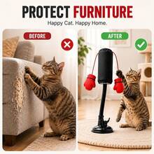 1 Set Interactive Cat Punching Bag Toy, 13.78 Inch Wobble Cat Toy With Hanging Boxing Gloves And ABS Suction Cup Base, Indoor Exercise Stimulating Intelligence Fun Cat Accessory, Suitable For Kittens And Adult Cats - Multicolor - View 4