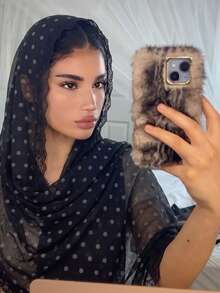 1pc Women's Solid Color Knit Shimmer Triangle Headscarf, Autumn/Winter Retro Multifunctional Scarf, Party & Daily Fashion Accessory. - Black - View 3