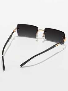 Vintage Rectangular Frameless Fashion Glasses, Classic Plastic Frame, Unisex, Suitable For Outdoor Travel, Beach, Casual - Multicolor - View 5