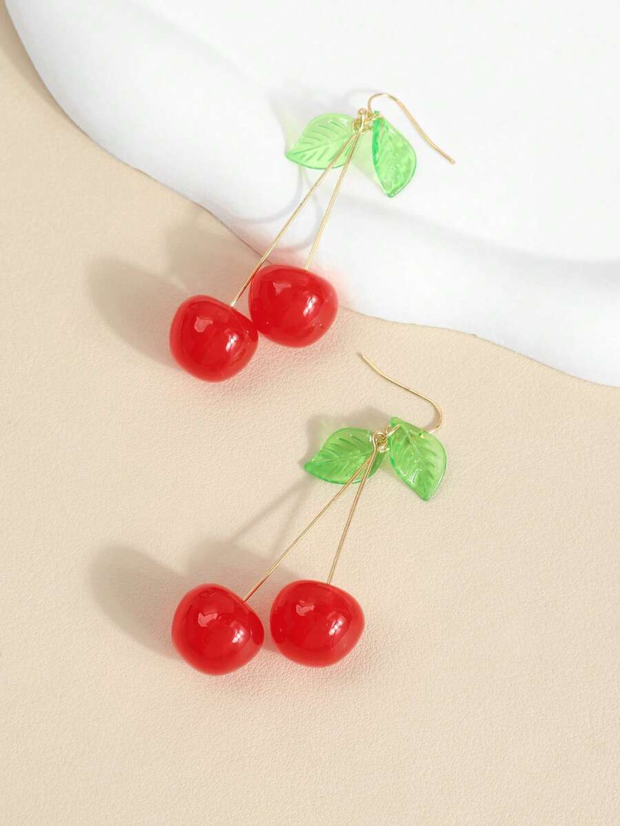 Creative Fashion Niche Design Simulated Fruit Cherry Pendant Earrings ...