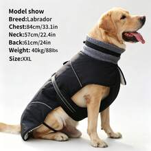 Dog Winter Coat, High Visibility Adjustable Dog Jacket, Thick Fleece Lining, Suitable For Cold Weather Dog Clothing, Suitable For Medium And Large Dogs - Black - View 3