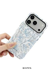 GIIPPA 1pc White Base With Gradient Light Blue Floral Pattern Design, Phone 18 Pro Max Phone Case, Suitable For Phone 17 Pro Max, 16 Pro Max, 15 Pro Max, Korean-Style High-End Fashionable And Interesting Phone Case, Suitable For 11/12/13/14/15/16 Pro Max Plus, Elegant Design Suitable For Both Men And Women, Perfect Gift For Girlfriend On Christmas, Valentine's Day, Easter, Wedding Season And Birthday! - Light Blue - View 5