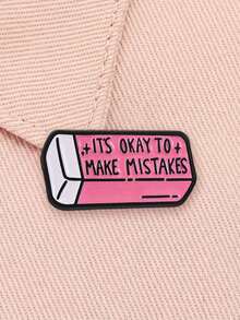 1pc Encouraging Rubber Shaped Slogan Enamel Pin, 'it's Okay To Make Mistakes' Quote Badge, Fashion Accessory, Gift For Friends - Multicolor - View 5