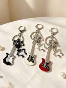 Guitar Pendant Rock Style Keychain Backpack Charm Hip Hop Personalized Accessory Student School Bag Gift Back To School Gift Skull Casual Zinc Alloy Keychain All Year - Guitar Keychain - View 1