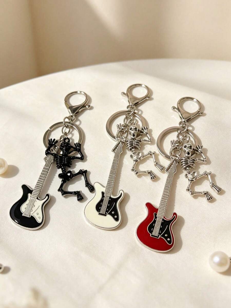 Guitar Pendant Rock Style Keychain Backpack Charm Hip Hop Personalized Accessory Student School Bag Gift Back To School Gift Skull Casual Zinc Alloy Keychain All Year - Guitar Keychain - View 1