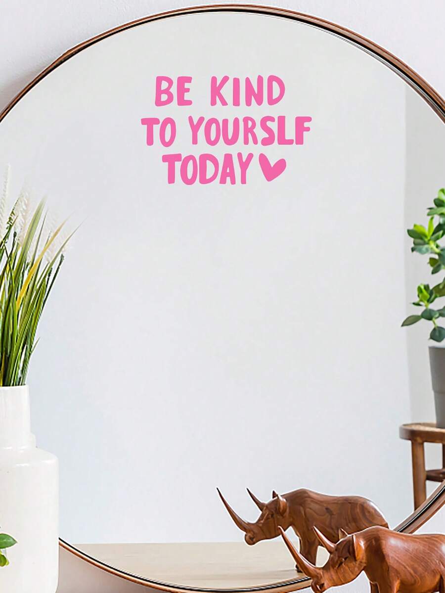 1PC"LET YOURSELF GROW" Self-Growth Motivational Quote Vinyl Decal For Bathroom Vanity Mirror Home Decor - B - View 1