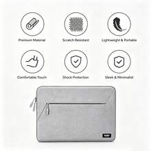 14 Inch Laptop Sleeve With Multiple Storage Pockets, Smooth Fabric Zipper Laptop Protective Case, Compatible With 14 Inch Windows Laptop, Minimalist Portable, Suitable For Business Travel And Daily Use, Grey - 14-inch - View 4