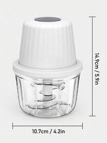 400ml 白色迷你電動食物切碎機，可充電大蒜切碎機，6刀片食物處理機配透明碗，一鍵式按壓控制，Type-C充電，適用於大蒜、洋蔥、辣椒和蔬菜，廚房備餐及小份量嬰兒食品 - 彩色 - 查看 10