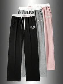 Women's Spring/Autumn Soft Comfortable Breathable Casual Street Style Running Fitness Straight Leg Sweatpants Joggers - Black - View 11