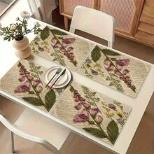 1pc/4pcs/6pcs/8pcs Vintage Newspaper Pattern Placemats, Suitable For Dining Table, Breakfast Mat, Coffee Bar, All-Season Decor, Washable Table Mat, Room Decor, Kitchen Dining Table Mat, Indoor/Outdoor Party Decor, Home Decor, Ideal Gift - Multicolor - View 3