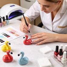 1pc Colorful Flamingo Nail Art Pen Holder, Desktop Crystal Pen And Painting Brush Support Stand, Mini Nail Brush Storage Rack, Salon Nail Art Storage Tool - Multicolor - View 9