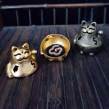 3 buah/Set Pembakar Dupa Kucing Keberuntungan, Bentuk Kucing Melambaikan Tangan dengan Desain Ukiran Berongga, Ornamen Dekorasi Feng Shui, Cocok untuk Ruang Teh, Ruang Belajar, Meja Meditasi Zen, Ruang Tamu, Meja Kantor - 3pcs - View 5