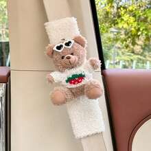 1pc Car Seat Belt Shoulder Pad, Cute Teddy Bear Design Detachable Decor, Soft Polyester Plush Cover, Essential Car Interior Decoration For Women, 24*6cm, 5 Styles Available - Seat Belt Shoulder Pads - View 13