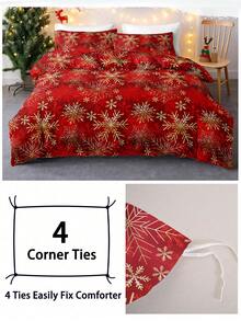 2/3 pièces Ensemble de housse de couette Noël Renne & Flocon de neige, literie douce et respirante anti-boulochage toutes saisons, sans couette incluse, résistant aux plis, lavable en machine, convient pour lit simple, double, queen, king, plusieurs couleurs, décoration de chambre de Noël, cadeau de fête - Multicolore - Voir 6