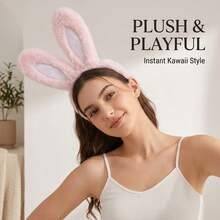 Pink Plush Rabbit Ear Headband, Soft Fuzzy Rabbit Ears Hair Accessory, Cute Rabbit Headpiece For Women And Girls, Suitable For Cosplay, Easter Party And Makeup Styling - Multicolor - View 4