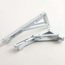 2pcs Stainless Steel Folding Brackets, Space-Saving DIY Bracket Wall Mount Table Bracket, Collapsible Shelves Brackets Sturdy Wall Mount Shelf Bracket For Tables And Shelves, Easy Installation, Versatile Home Use - White - View 7