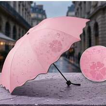 Sombrilla mágica, varios colores, al contacto con el agua empieza a aparecer su estampado Paraguas Mágico Protector Solar Mágico Contra el Sol y la Lluvia Diseño Compacto para Uso Diario - Rosa - Ver 3