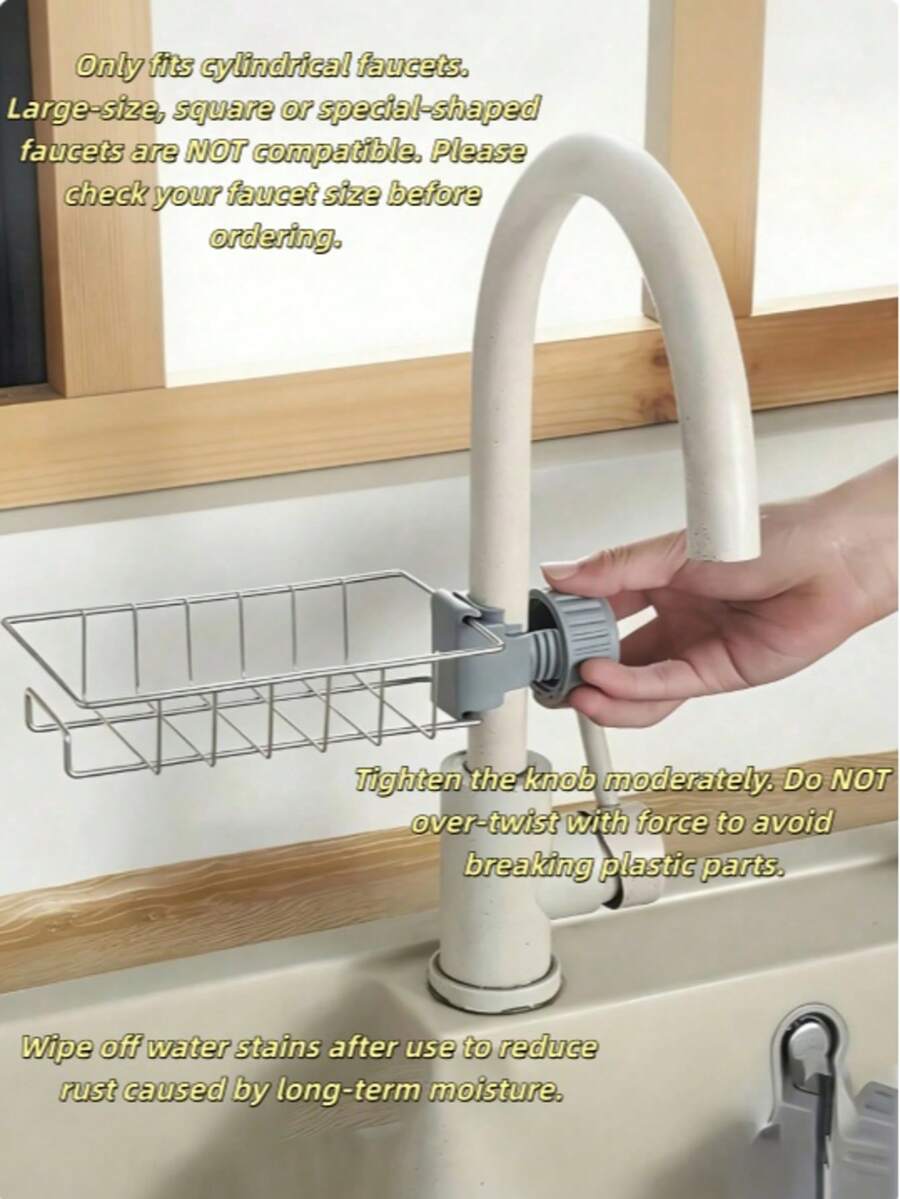 [Limpiador - Nuevo Almacenamiento Creativo]1 pieza Estante de almacenamiento de grifo de acero inoxidable, almacenamiento particionado, drenaje y ventilación. Adecuado para amas de casa, inquilinos, fregadero de cocina, encimera de baño. Regalo práctico para Navidad, Acción de Gracias, esencial para el almacenamiento del hogar, color y estilo aleatorios