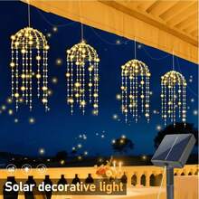 Exquisite Solar Hanging Jellyfish Decor Lights In Realistic Jellyfish Design. Soft Tentacles Sway Gently In Breeze. Solar Auto‑Charge And Auto‑On At Dusk. Can Be Hung In Staggered Arrangement. Perfect For Garden, Yard, Homestay And Party Decoration. - Solar Powered Hanging Jellyfish - View 4
