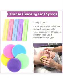 50pcs Disposable Compressed Cosmetic Sponge Pads For Face Mask, Makeup Removal, Exfoliating - Multicolor - View 2
