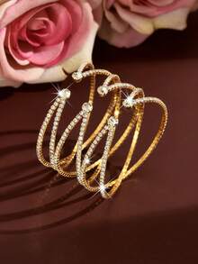 Elegant Shiny Open Cuff Bracelet, Multi-Layer Spiral Wrap Bangle, Bridal Gown Evening Party Accessory - Multicolor - View 10
