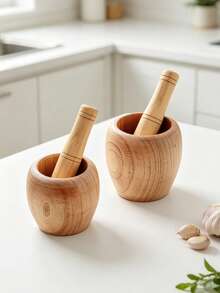 Mortar And Pestle Set, Stone & Wooden Garlic Grinder, Multi‑Purpose Spice Herb Grinder Bowl For Kitchen, Garlic Ginger Pepper Grinding Tool,Manual Grinder Bowl,Easy To Clean,Kitchen Essential,Solid & Stable - Multicolor - View 10