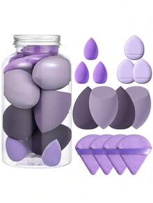 14pcs Makeup Sponge Set With Storage Jar, Suitable For Liquid Foundation, Makeup Sponge Finger Covers, Dry And Wet Dual-Use Foundation Makeup Puff - Multicolor - View 7