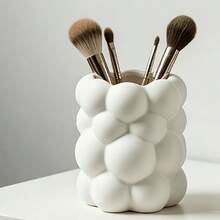 1pc White Cloud Shaped Desktop Cosmetic Storage Box, Suitable For Storing Stationery And Brushes, Organizing Makeup Brushes On Vanity, Can Be Used As Pen Holder, Also As Home Decor - A - View 8
