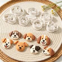 7Pcs Cute Dog Head Polymer Clay Cutters Set Various Puppy Face Pattern Clay Molds DIY Handmade Earring Pendant Jewelry Craft Supplies - 8pcs - View 5