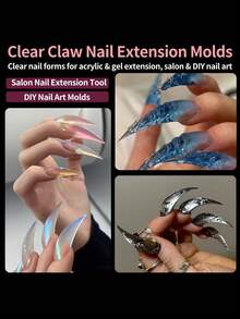 120Pcs Boxed Hawk Claw Curved Stiletto False Nail Forms ,Transparent Full Cover Extreme Curve Nail Tips,Multi‑Sizes ABS Nail Extension Tips For Salon & DIY Nail Art Supplies - Clear - View 7