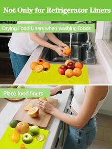 5pcs Refrigerator Drawer Liners, Fruit & Vegetable Freshness Extension Mats, Suitable For Refrigerator Drawers, Refrigerator Storage & Organization, Bright Yellow Refrigerator Shelf Liners - Yellow - View 9