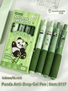1/4支裝卡通防摔蛋型中性筆，海綿軟握感圓珠筆，黑色墨水，兒童學生練習文具，開學季送友禮物 - B - 查看 8