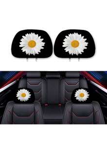 2pcs Universal Car Headrest Covers Halloween Special Car Headrest Covers - Fashion Design, No Filling Easy To Clean, Car Interior Decoration Upgrade, Suitable For All Car Models, Suitable For Daily Commute, Long Distance Travel, Halloween And Christmas Decoration Wolf Head, Lion Head, Chrysanthemum, Butterfly And Other Multiple Element Prints - Multicolor - View 2