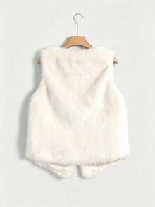 Women's Apricot Faux Fur Vest, Suitable For Autumn/Winter Warm Outerwear - Apricot - View 6
