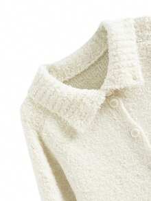 Korean Style Slouchy Faux Lamb Wool Knit Cardigan Sweater For Women, Loose Fit Slimming Autumn/Winter Niche Design - Apricot - View 5