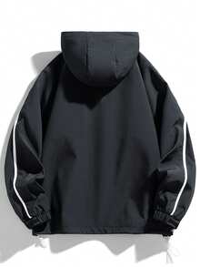 Men's Plus Size Hooded Jacket Outdoor Hiking Camping Top For Young And Middle-Aged European And American - Black - View 5