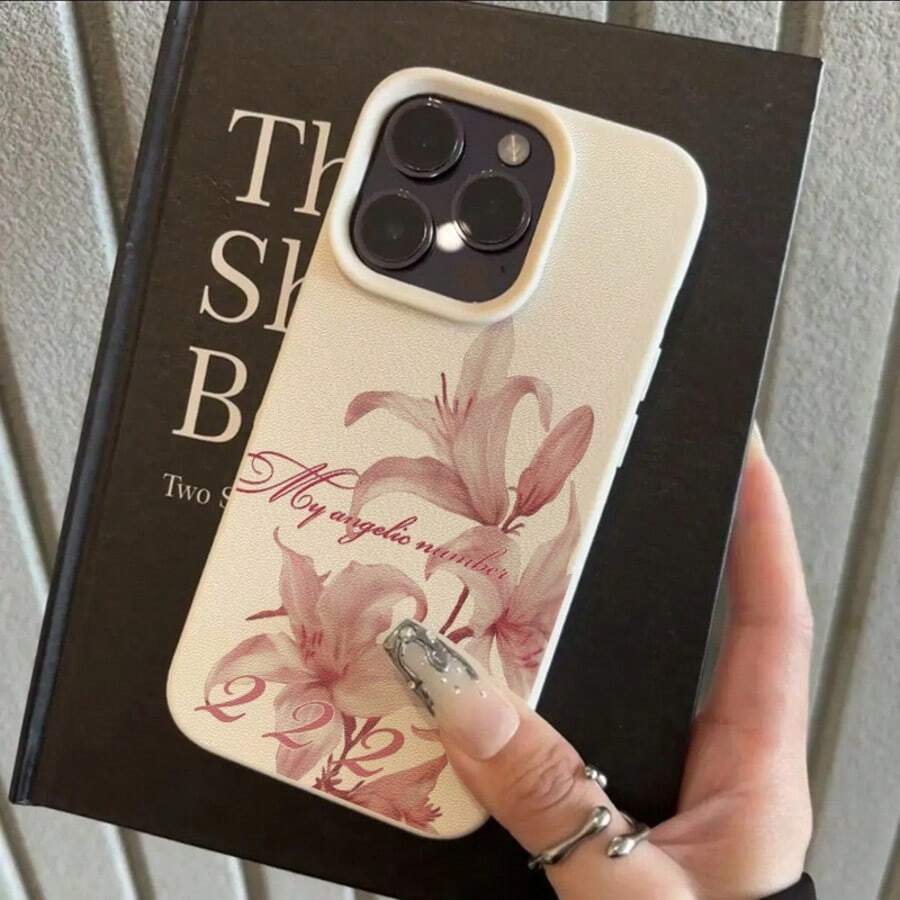 1pc TPU Material Soft French Vintage Lily Pattern Phone Case Compatible With IPhone 17 Pro Max/17/16 Pro Max/15/13/12/11/ S20 FE/A15/S24/A55/ Note 11/Note 12/Note 13 Pro Full Coverage Shockproof Soft Shell Phone Protective Cover - White - View 1