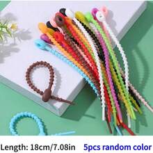 5/10/20pcs Pengikat Kabel Silikon Warna-warni yang Dapat Diatur | Pengikat Kabel Data untuk Rumah dan Meja, Pengatur Penyimpanan Kabel, Tali Pengikat, Gantungan DIY, Penutup Mulut Tas, Tali Pengikat Multifungsi - View 14