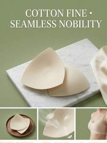 WANTES 1 Pair Ultra-Thin Removable Bra Pads, Breathable Triangle Cup Inserts, Reusable For Sports Bras, Yoga Bras, Swimsuits, Bikinis - Beige - View 3
