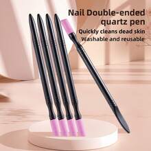 Double-Ended Quartz Nail Cuticle Pusher, Manicure Dead Skin Removal Tool - Black - View 8