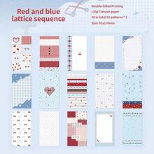 Zhi Fan A6 Per Sticky Notes Thin Cocoa Red Blue Grid Sequence Planner Material Decoration Background Collage Non-Adhesive - A - View 11