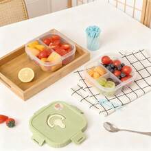 Hộp cơm Bento cho người lớn, hộp đựng bữa trưa PP dùng được trong lò vi sóng, hộp đựng salad chia ngăn chống rò rỉ, hộp đựng bữa trưa nhỏ có nắp, hộp đựng trái cây chia ngăn cho hộp cơm, hộp cơm mini dẹt cho học sinh đi học - Nhiều màu - Xem 3